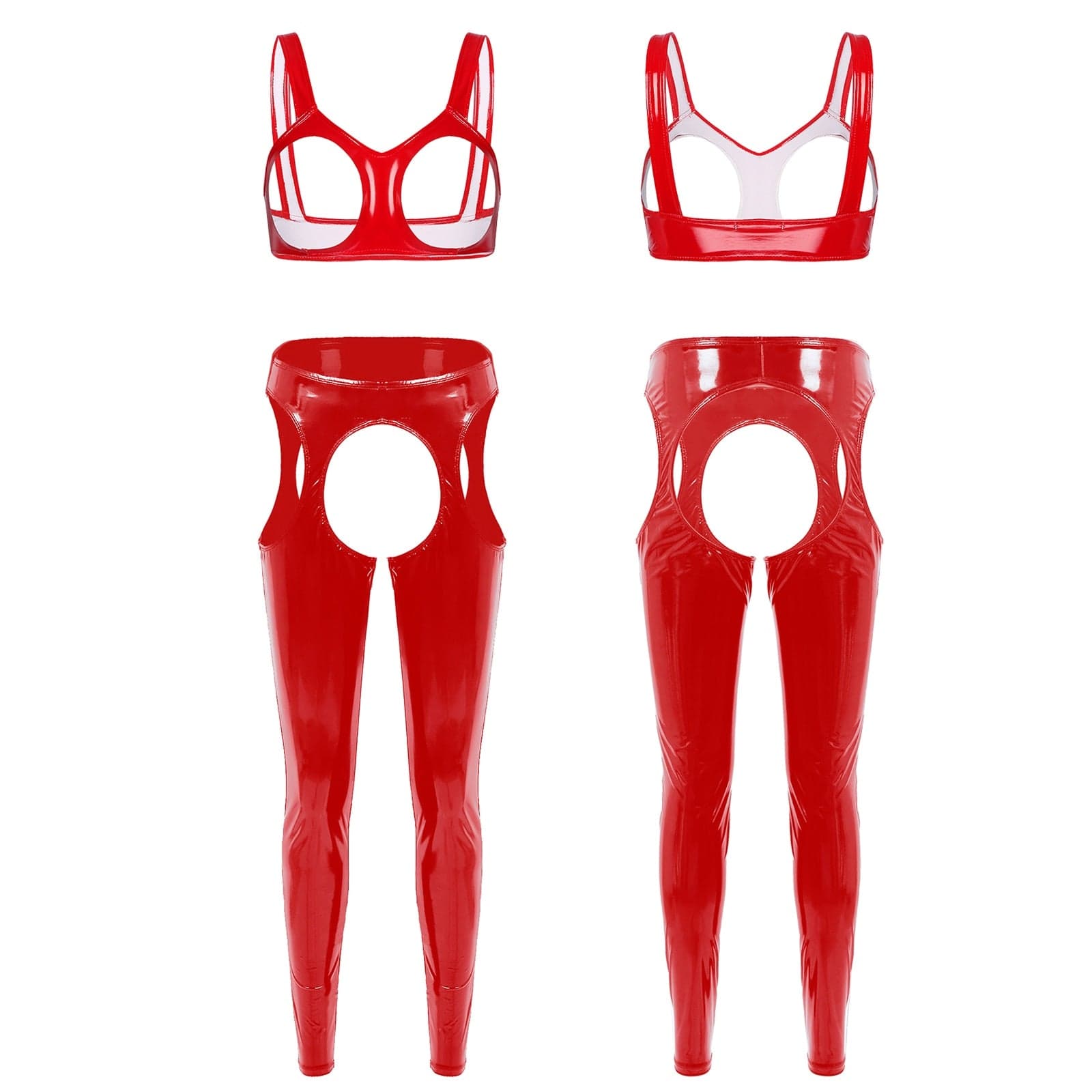 Kinky Cloth Red B / S Crotchless Lingerie Set