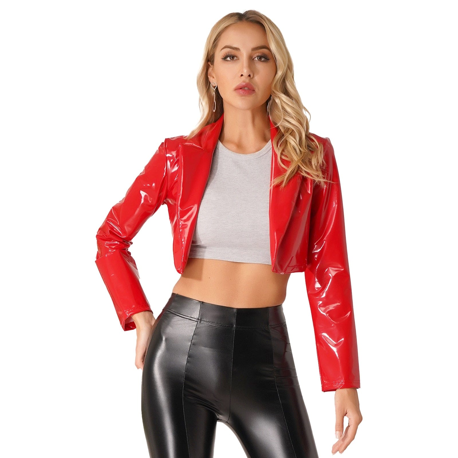 Kinky Cloth Red / S Wet Look Motorcycle Jacket