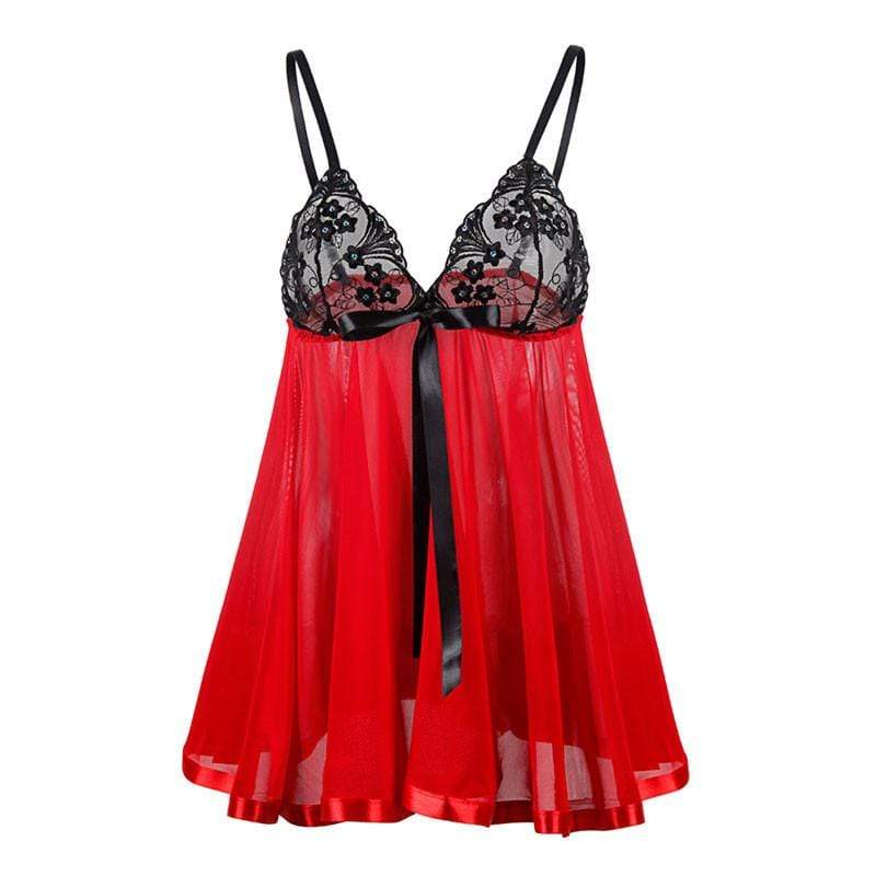 Black Red Transparent Lingerie Babydolls Dress – Kinky Cloth