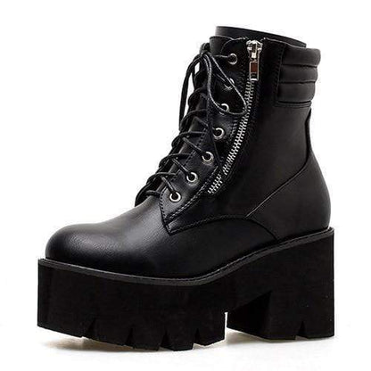 Kinky Cloth 200000998 black shoes / 4.5 Chunky Heels Platform Boots