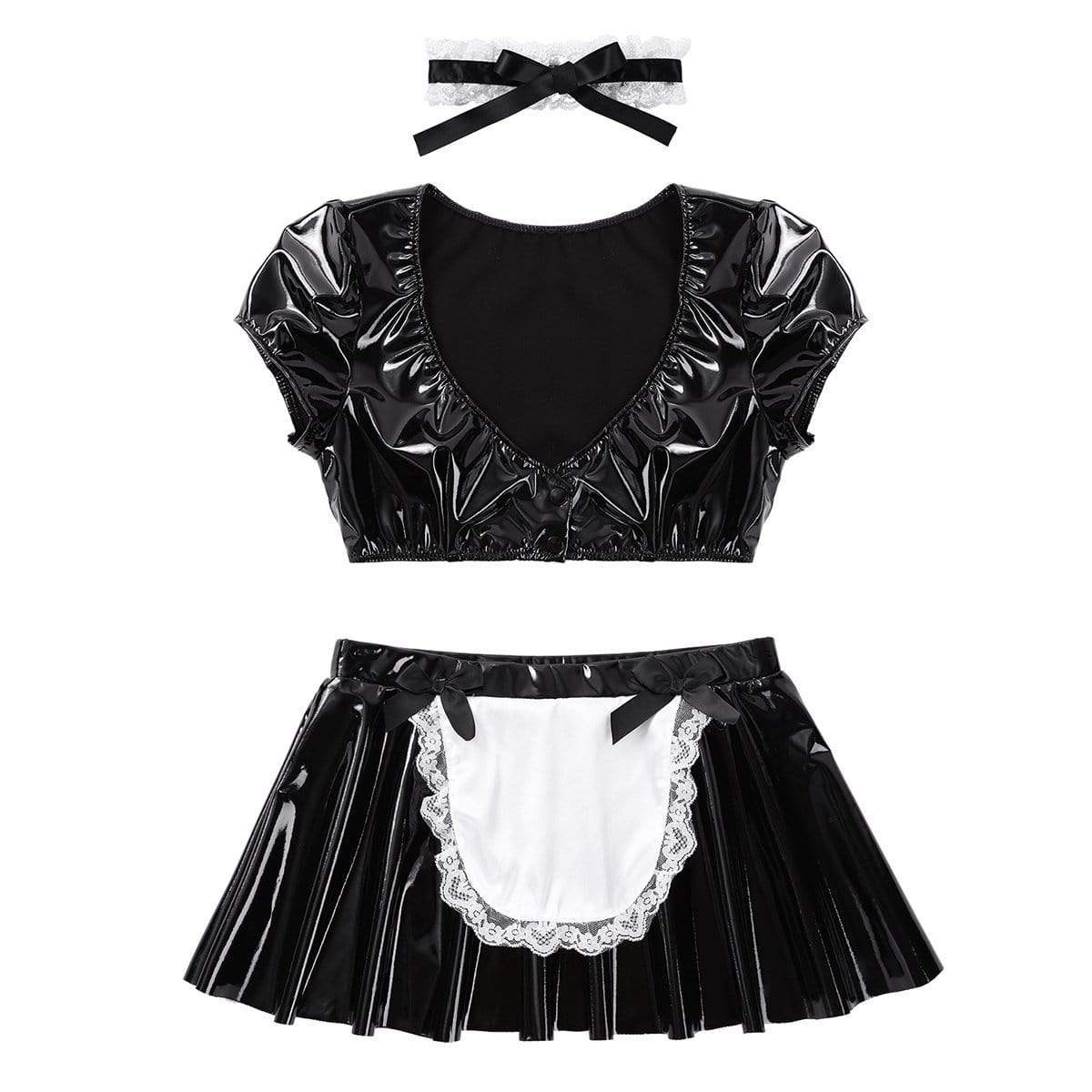Kinky Cloth 200003986 French Maid Dress Crop Top with Flared Mini Skirt