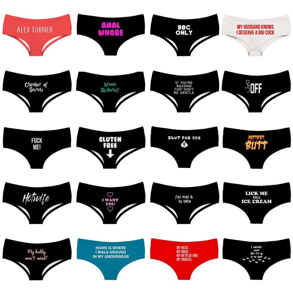 Knaughty Knickers Whore Boyshort Underwear Slut Panties BDSM Owned DDLG  Black at  Women's Clothing store