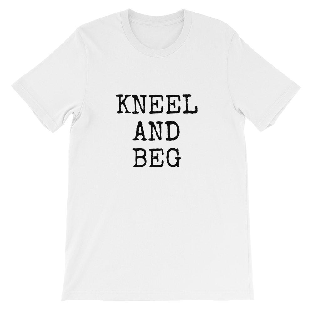 Kinky Cloth Top Crop Top - S / Black/ White Font Kneel and Beg Top