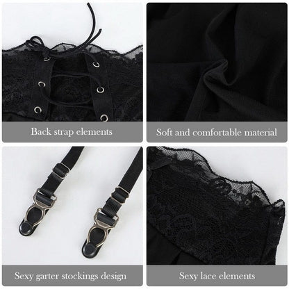 Kinky Cloth Lace Garter Belt Mesh Skirts