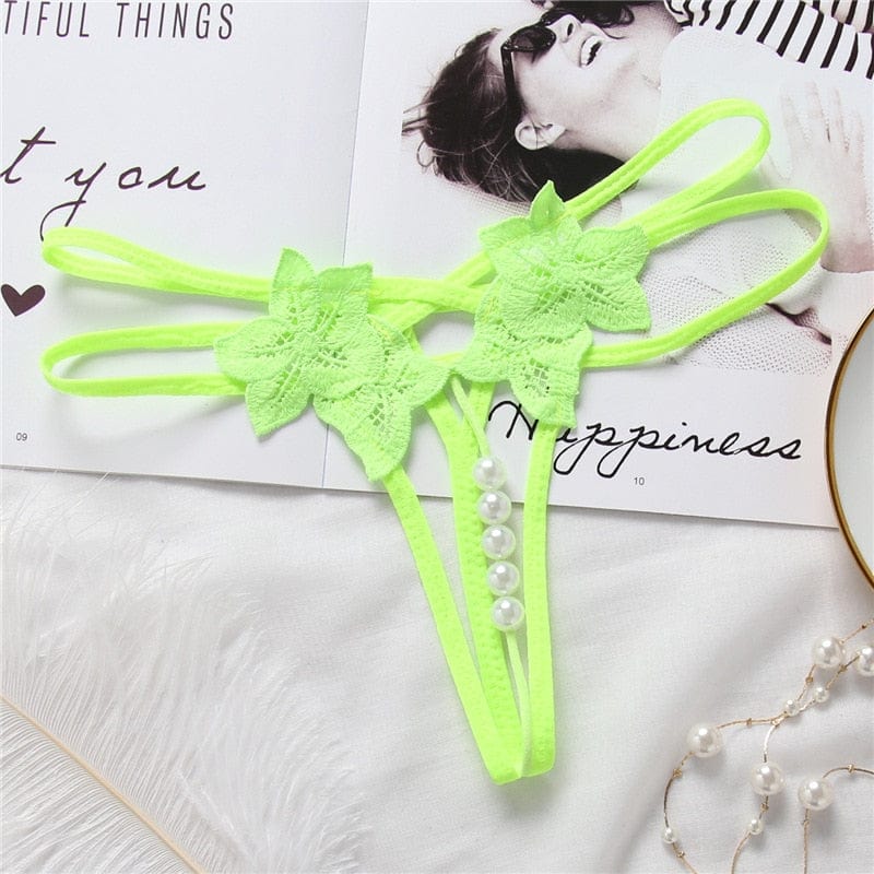 Kinky Cloth Green / Free(40kg-60kg) Lingerie Lace Open Crotch Panties