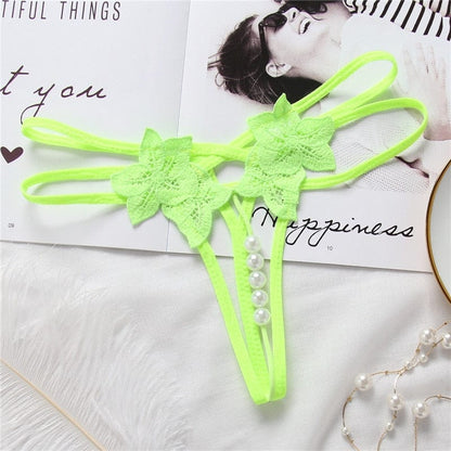 Kinky Cloth Green / Free(40kg-60kg) Lingerie Lace Open Crotch Panties