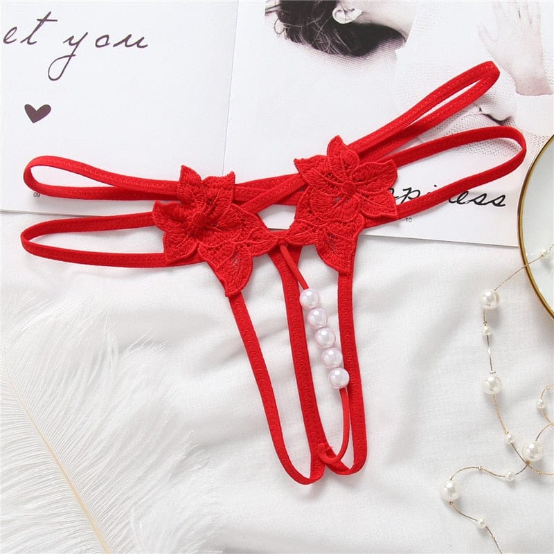 Kinky Cloth Red 1 / Free(40kg-60kg) Lingerie Lace Open Crotch Panties