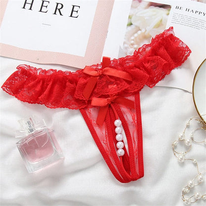 Kinky Cloth red 1 / Free(40kg-60kg) Lingerie Lace Open Crotch Panties