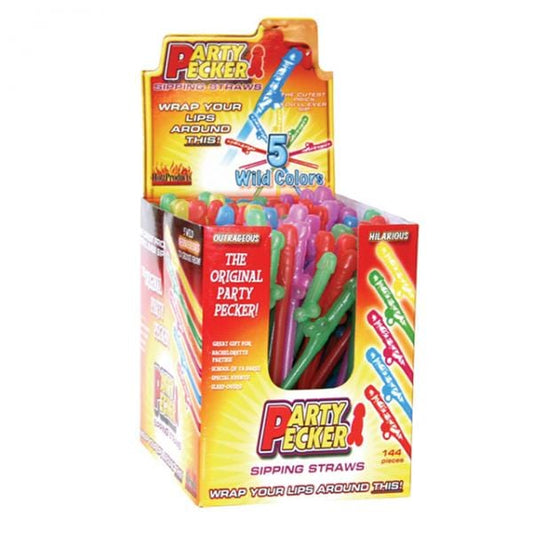 Hott Products Extras Party Pecker Sipping Straws Display 144 Count