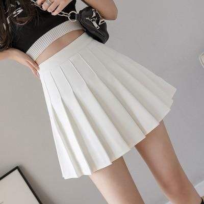 Kinky Cloth Skirt White / L Plaid Pleated Skirt