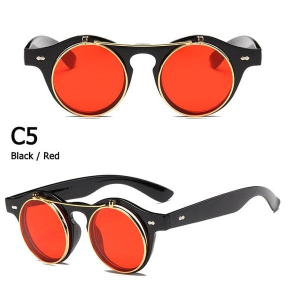 Kinky Cloth c5 Black Red / As Picture Round Flip Up Sunglasses