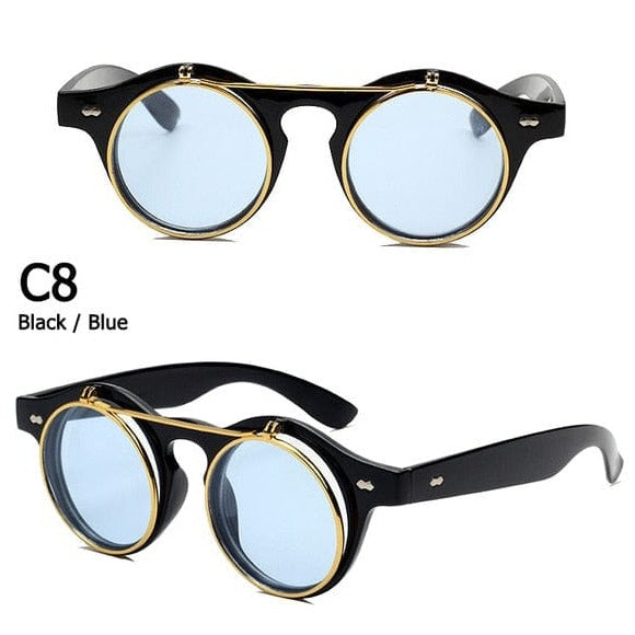 Kinky Cloth c8 Black Blue / As Picture Round Flip Up Sunglasses