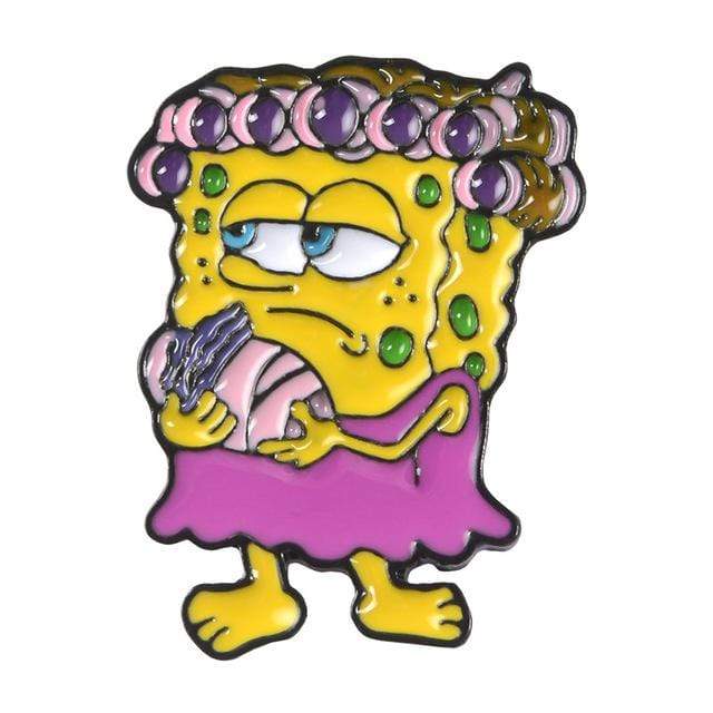 Kinky Cloth Pin Curly hair Bob Spongebob Square Pants Enamel Pins