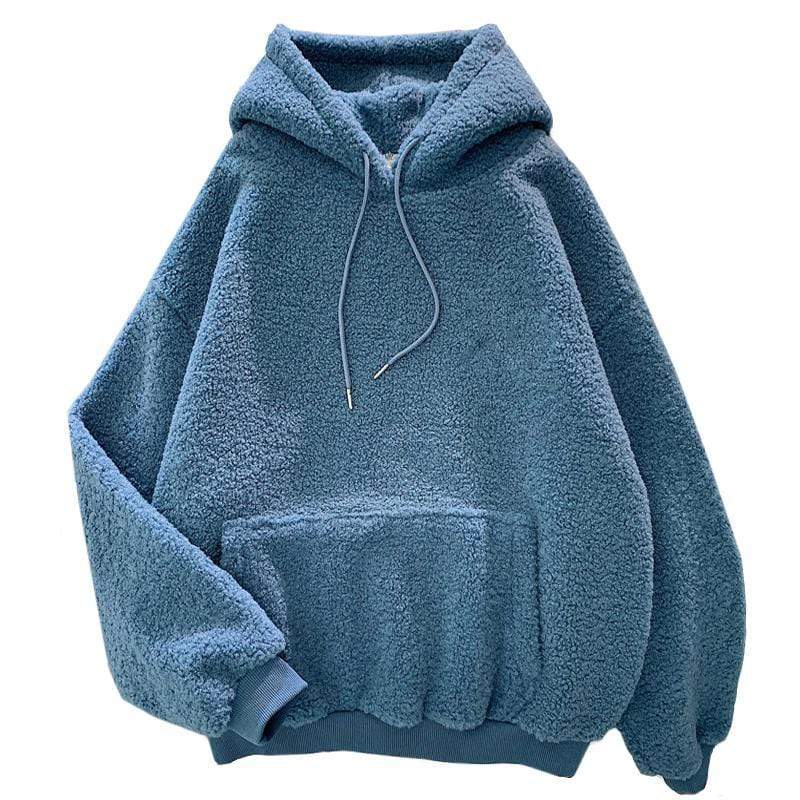 Thick Cashmere Hoodie Sweatshirt, Solid Loose Long Sleeve Wool Hoodies –  Kinky Cloth