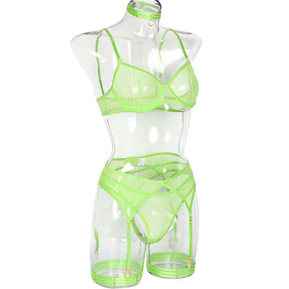 Kinky Cloth Transparent Mesh Lingerie 4-Piece Set