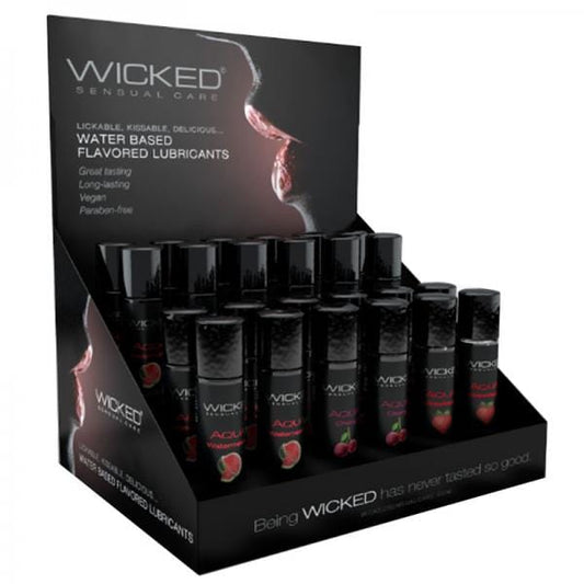 Wicked Sensual Care Lubes & Lotions Wicked Aqua Classic Flavors Dp-8 Each 1oz. Strawberry, Watermelon And Cherry