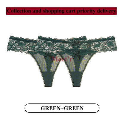 Kinky Cloth army green / S / CHINA | 2pcs 2Pcs/Lot Low-waist Lace Thong Panties