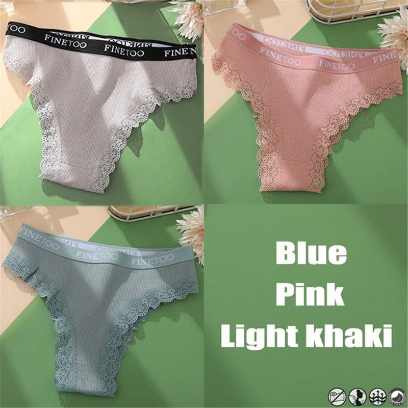 Kinky Cloth set 12 / M / Set 3PCS/Set Cotton Lace Panties