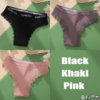 Kinky Cloth 3PCS/Set Lace Cotton Thong Panties