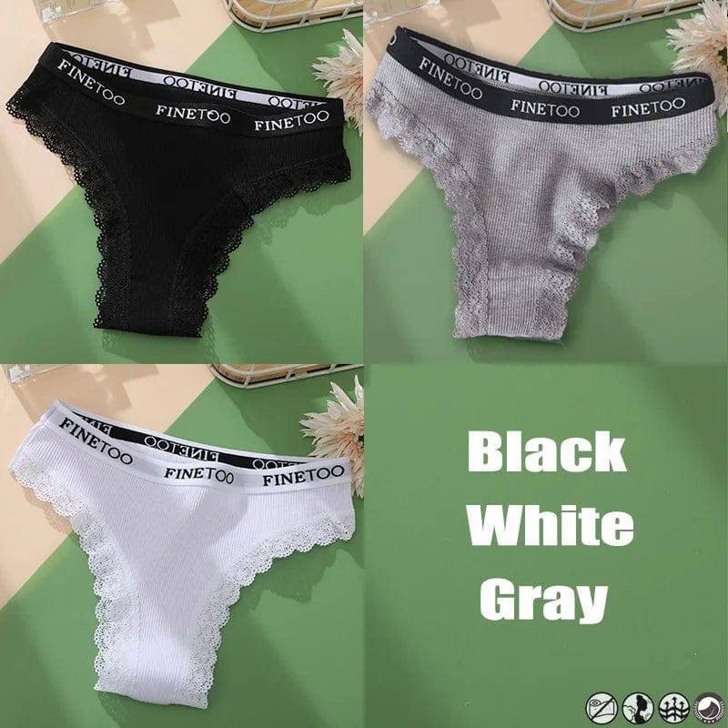 Kinky Cloth set 17 / XXL / CHINA | SET 3PCS/Set Lace Cotton Thong Panties
