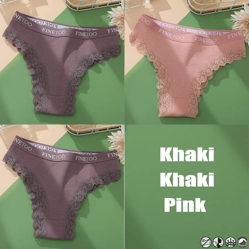 Kinky Cloth set 19 / XXL / Set 3PCS/Set Lace Cotton Thong Panties