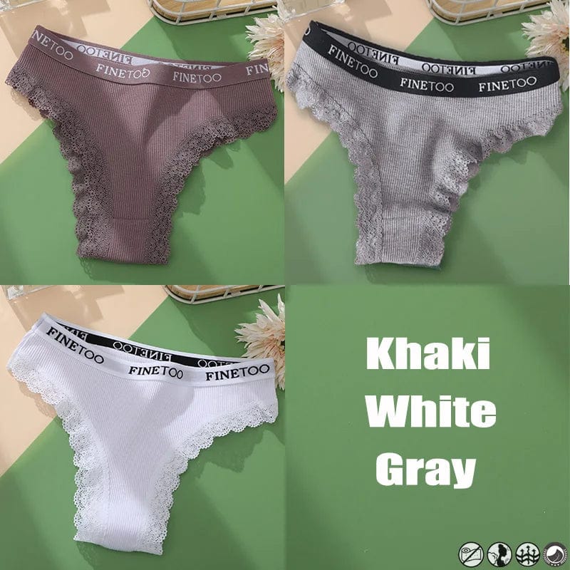 Kinky Cloth set 21 / M / Set 3PCS/Set Lace Cotton Thong Panties