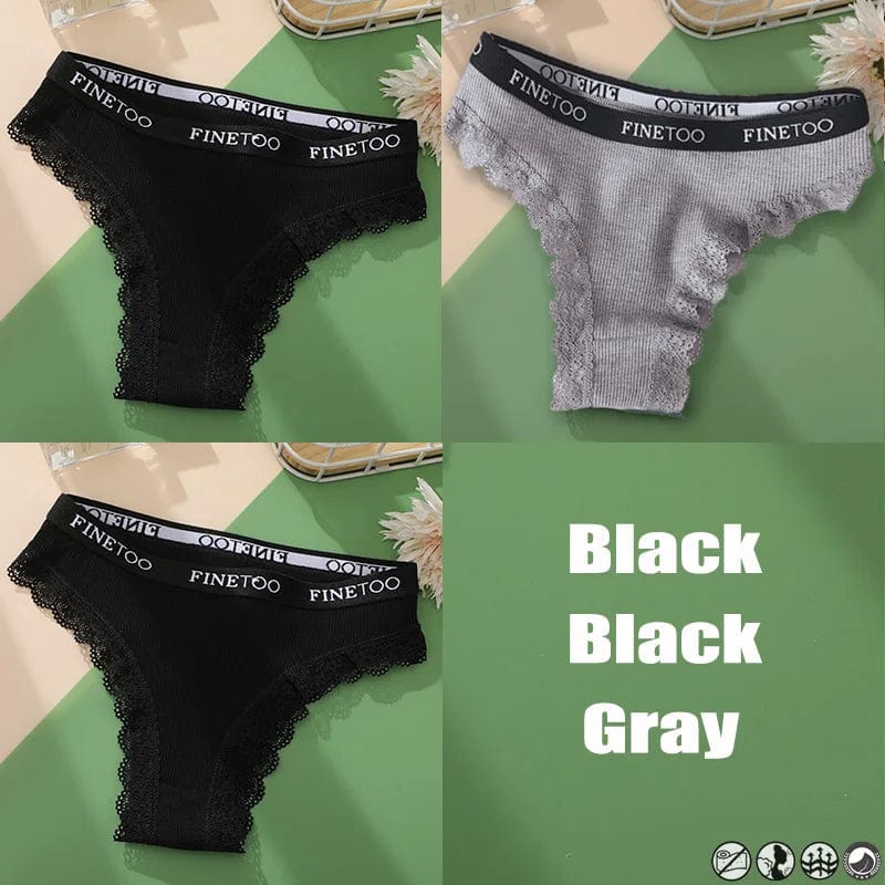 Kinky Cloth set 22 / M / Set 3PCS/Set Lace Cotton Thong Panties