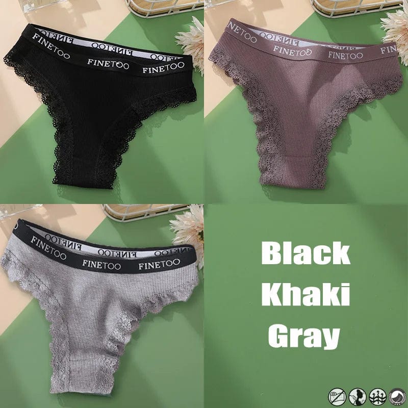 Kinky Cloth set 25 / XXL / CHINA | SET 3PCS/Set Lace Cotton Thong Panties
