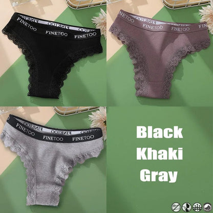 Kinky Cloth set 25 / XXL / CHINA | SET 3PCS/Set Lace Cotton Thong Panties