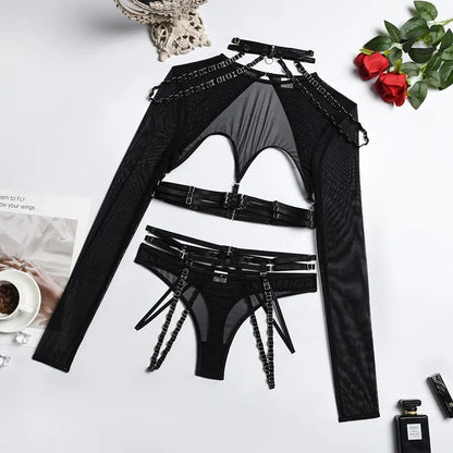 Kinky Cloth Full black / S 4-Piece Gothic Lingerie Set
