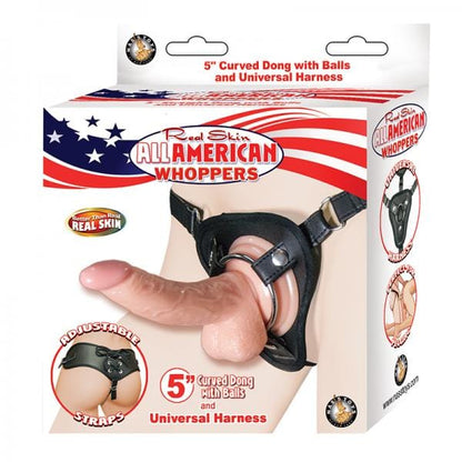 Nasstoys Dildos All American Whoppers 5 inches Curved Dong Balls Beige & Universal Harness