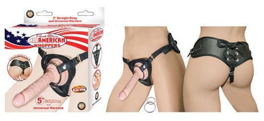 Nasstoys Dildos All American Whoppers 5 inches Straight Dong Beige & Universal Harness
