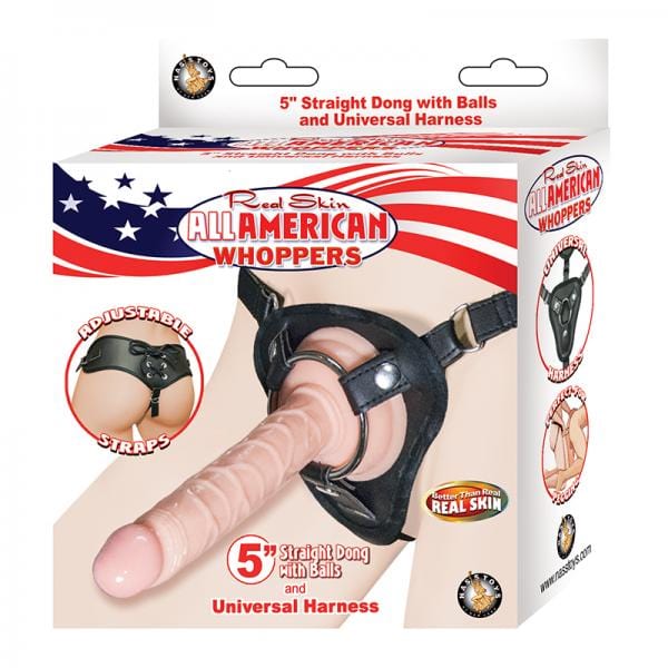Nasstoys Dildos All American Whoppers 5 inches Straight Dong Beige & Universal Harness