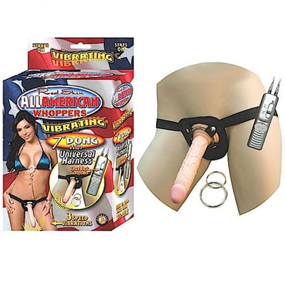 Nasstoys Dildos All American Whoppers 7 inches Vibrating Dong Universal Harness