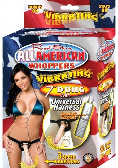 Nasstoys Dildos All American Whoppers 7 inches Vibrating Dong Universal Harness