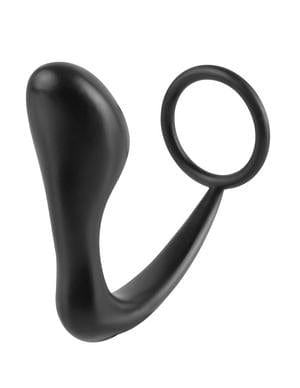 Pipedream Products Anal Toys Ass-Gasm Silicone Cockring Plug - Black