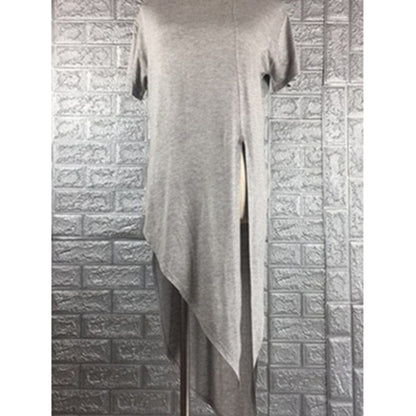 Kinky Cloth light gray / One Size Asymmetrical Vent Long T-Shirt