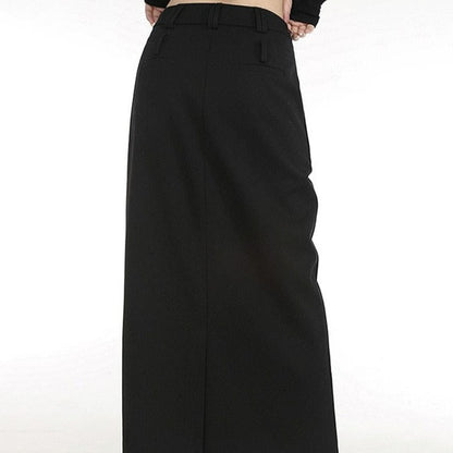 Kinky Cloth Back Slit Long Skirt