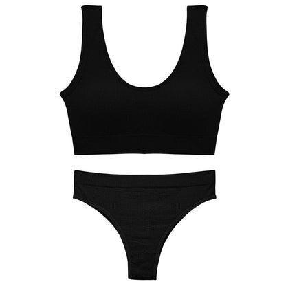 Kinky Cloth Black / S(M)(40-55KG) Backless Bralette and Bikini Thong Set