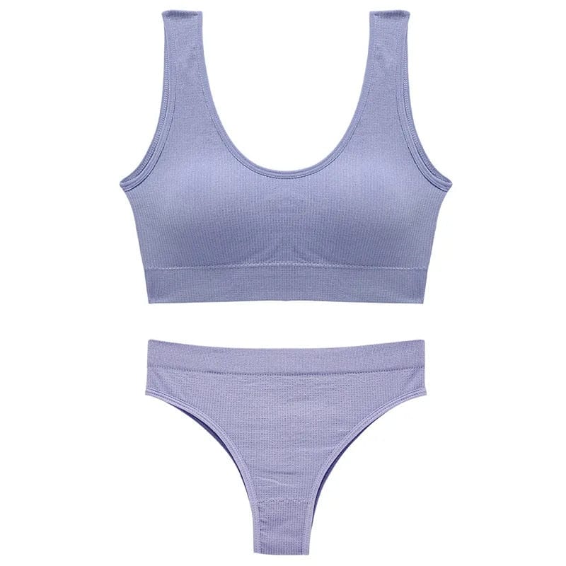 Kinky Cloth Blue / S(M)(40-55KG) Backless Bralette and Bikini Thong Set