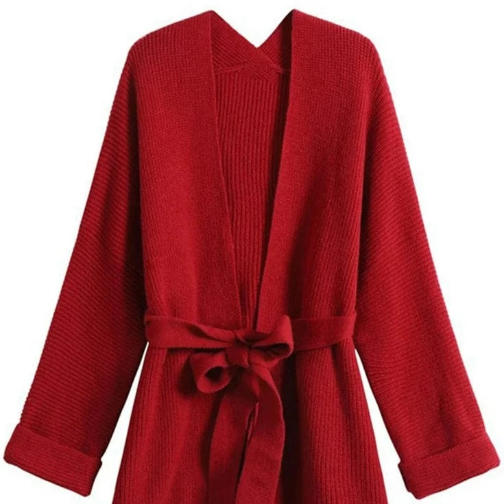 Kinky Cloth Belted Knit Cardigan Sweater