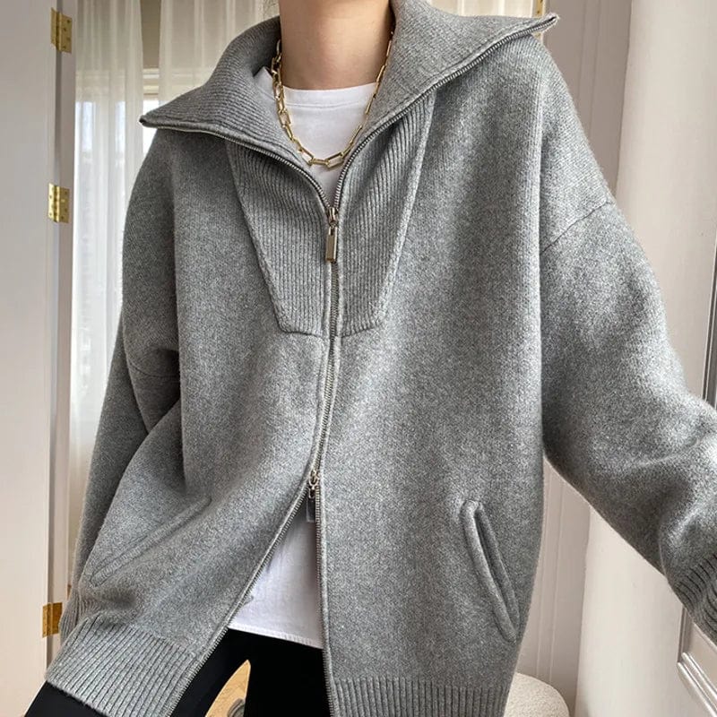 Kinky Cloth Gray / One Size Big Size Knit Cardigan Sweater