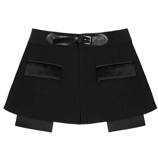 Kinky Cloth Black / XL Black Belted Mini Skirt