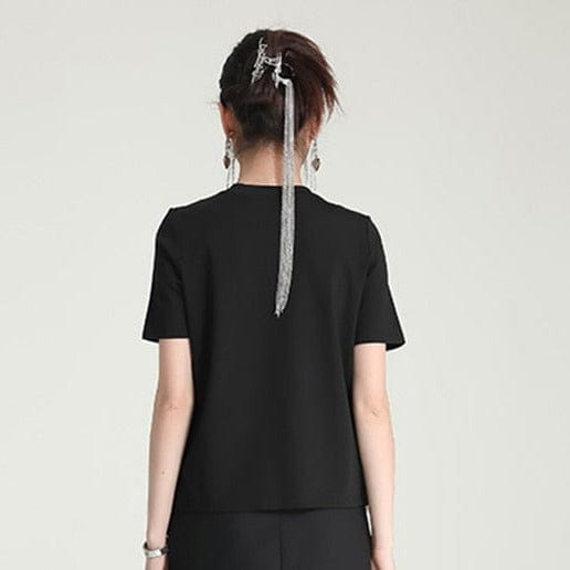 Kinky Cloth Black Flower Spliced T-shirt
