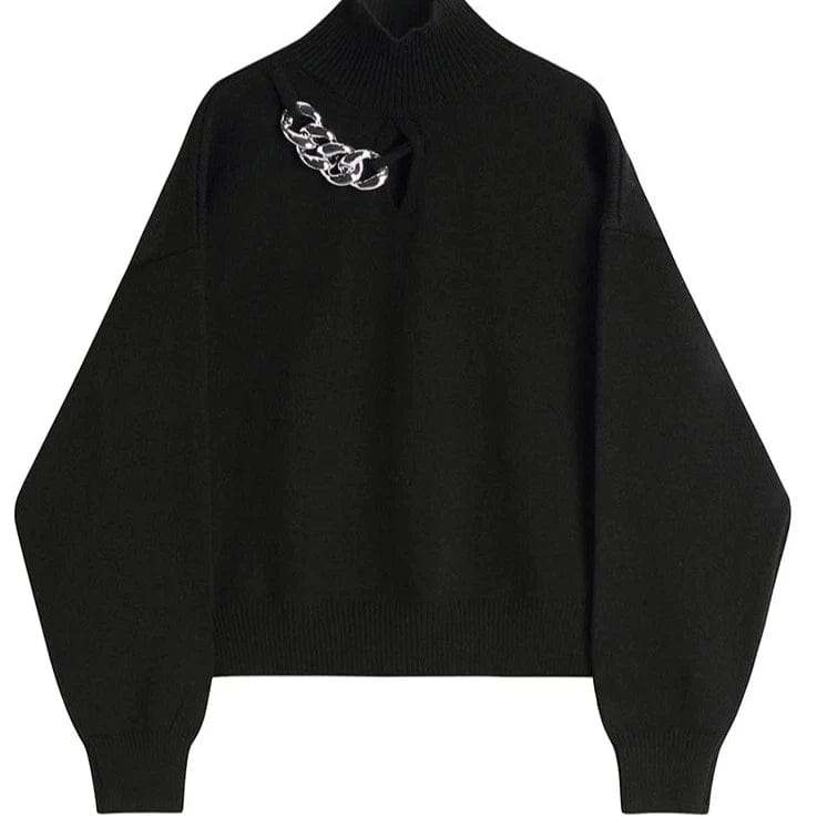 Kinky Cloth Black / One Size Black Knitting Chain Sweater