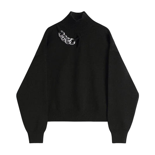 Kinky Cloth black / One Size Black Knitting Chain Sweater