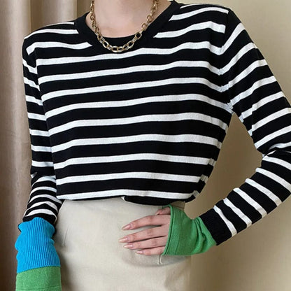 Kinky Cloth Black / S Black Striped Knitting Sweater