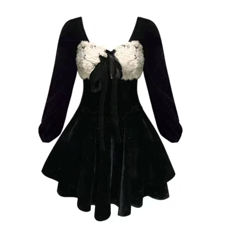 Kinky Cloth Black / Size S(40-45Kg) Black Velvet Mini Dress