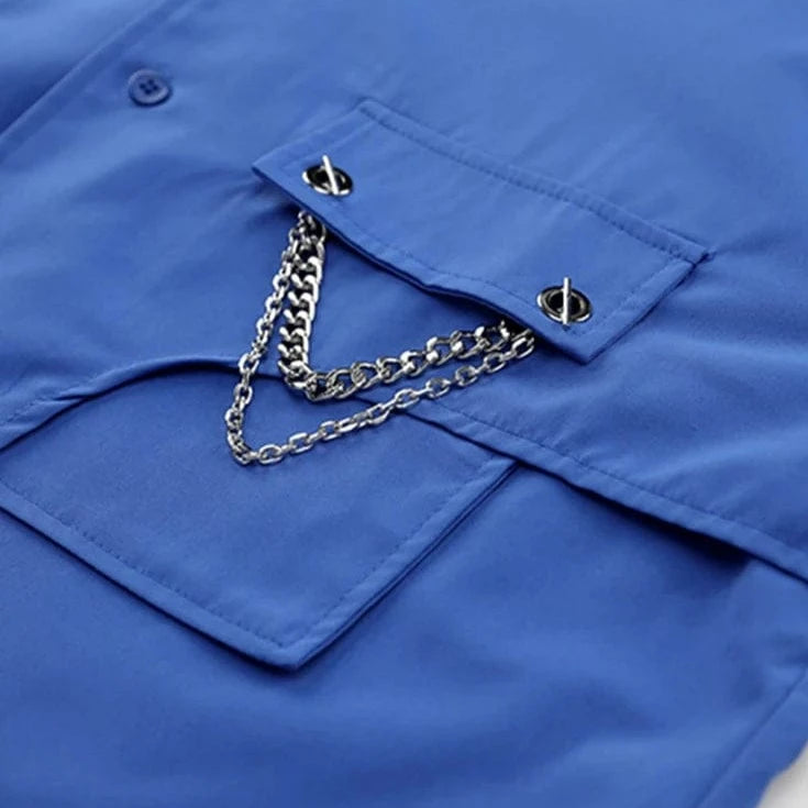 Kinky Cloth Blue Chain Big Size Blouse