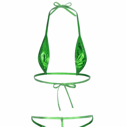 Kinky Cloth Green / One Size Brazilian Micro Mini Bikini Set